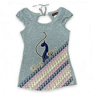 Vintage Y2K Baby Phat Flutter Sleeve T-Shirt Top Tie Back Grey Women’s Size M